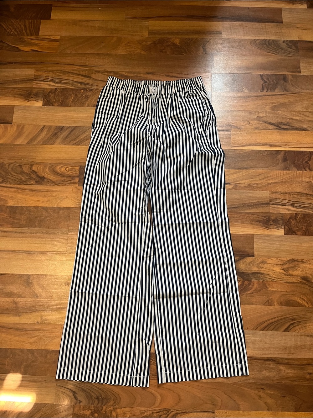 Women's Black and White Striped Pajama Pants